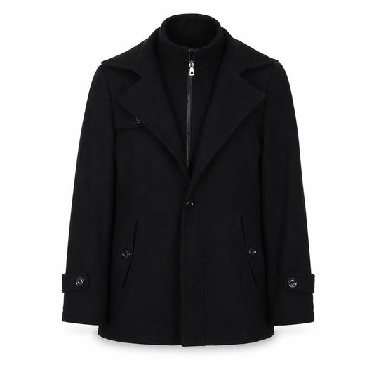 Front view of Preworn women’s black jacket coat, size S