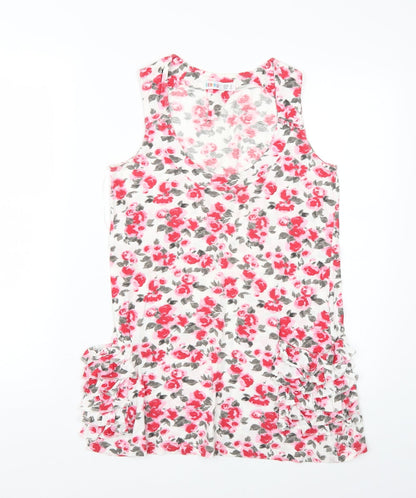 Additional front view of Denim women’s white floral basic t-shirt, size UK 8