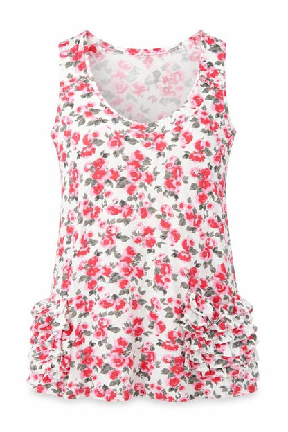 Front view of Denim women’s white floral basic t-shirt, size UK 8