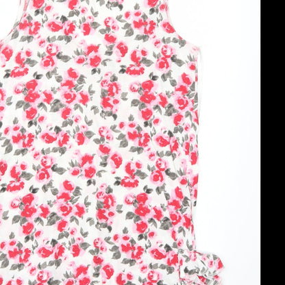 Brand and care label for Denim women’s white floral basic t-shirt, size UK 8
