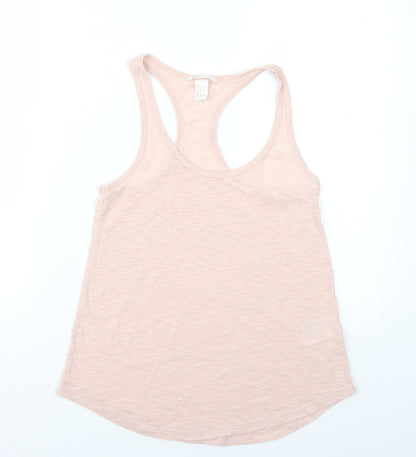 Front view of H&M women’s pink basic t-shirt, size XS