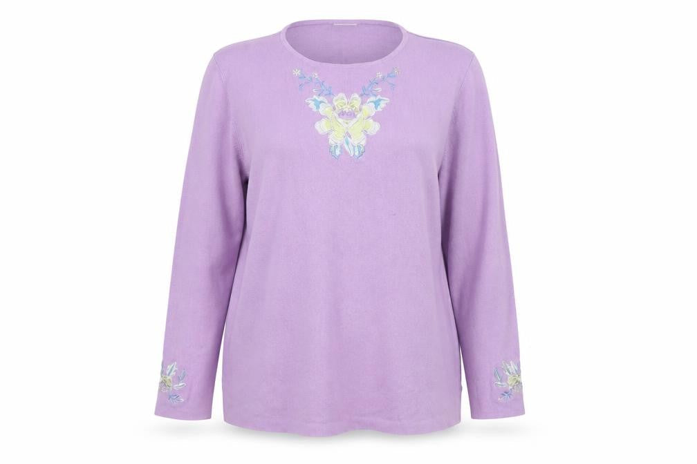 Classics Womens Purple Floral Knit Pullover Jumper Size 20