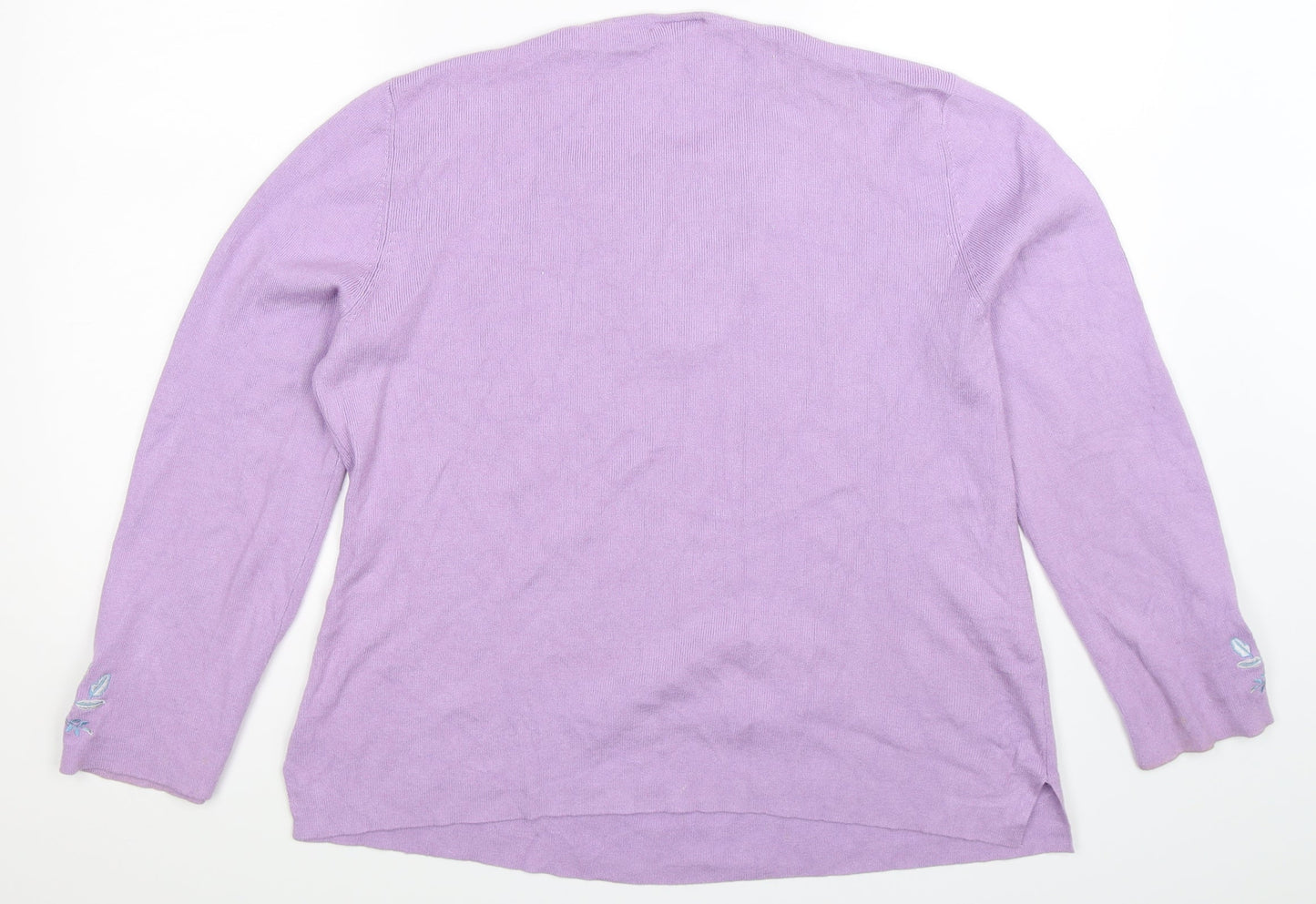 Classics Womens Purple Floral Knit Pullover Jumper Size 20