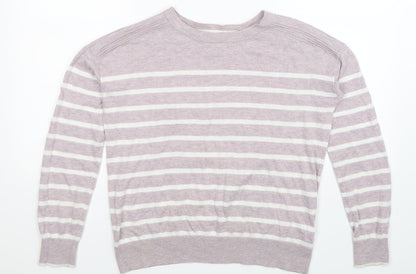 Additional front view of Next women’s multicoloured striped knit jumper, size UK 6, - oversized