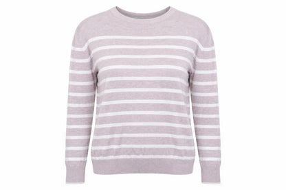 Front view of Next women’s multicoloured striped knit jumper, size UK 6, - oversized