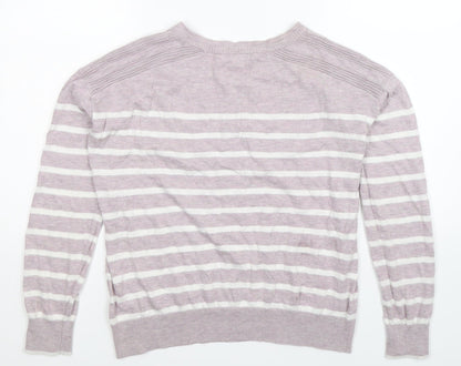 Back view of Next women’s multicoloured striped knit jumper, size UK 6, - oversized