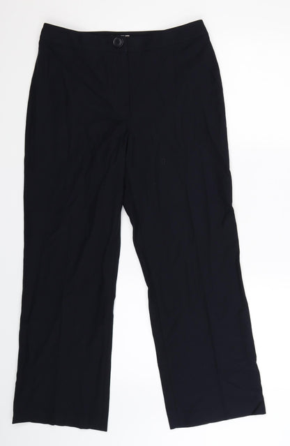 Additional front view of Country Casuals women’s blue trousers, size UK 10, 28-inch leg