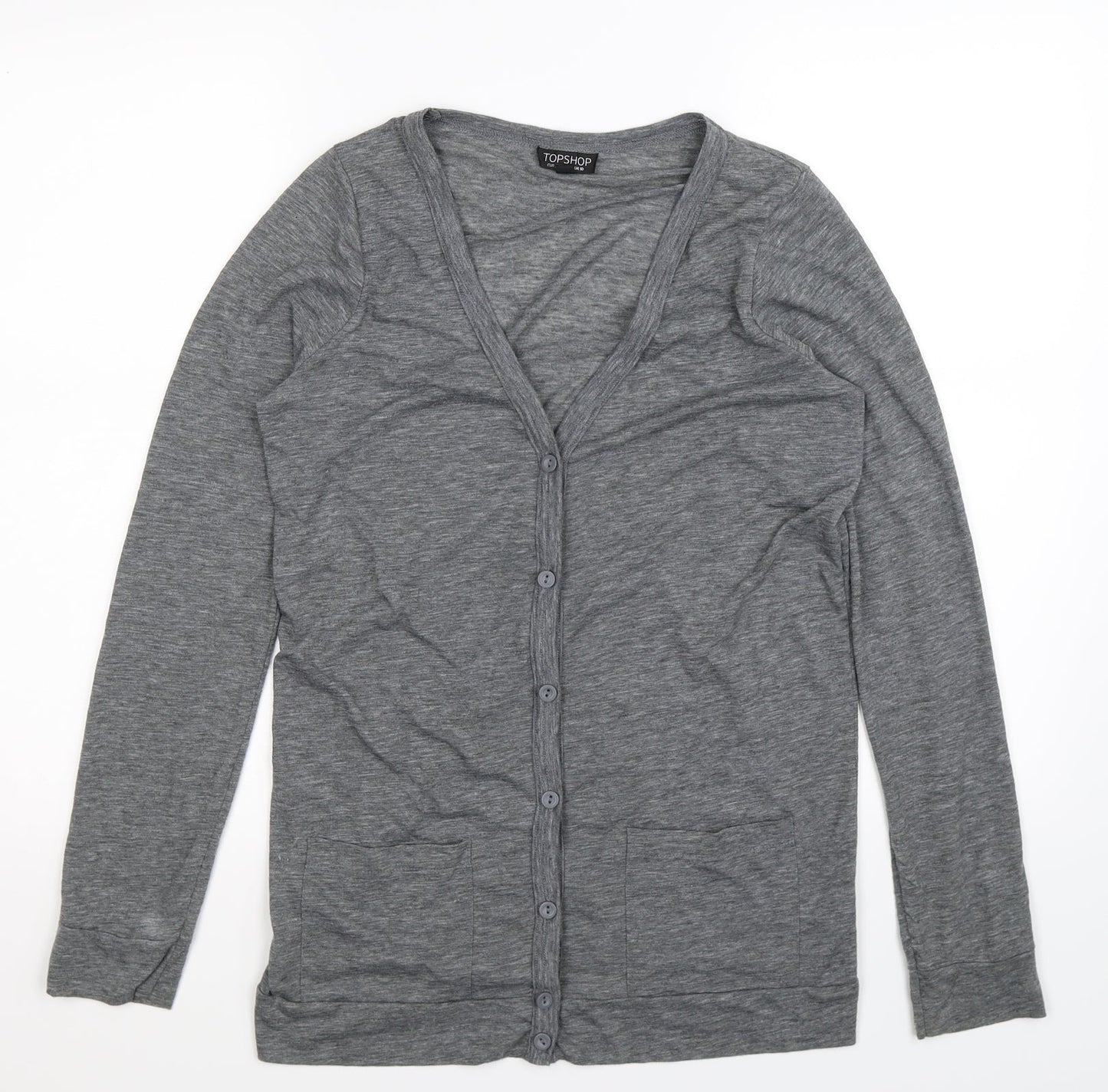 Topshop Womens Grey  Knit Cardigan Jumper Size 10