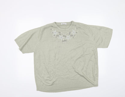Additional front view of Berkertex women’s green basic t-shirt, size UK 14
