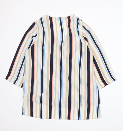 Back view of New Look women’s multicoloured striped basic blouse, size UK 8