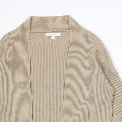 Close-up detail of Changes By Together women’s beige knit cardigan jumper, size UK 12
