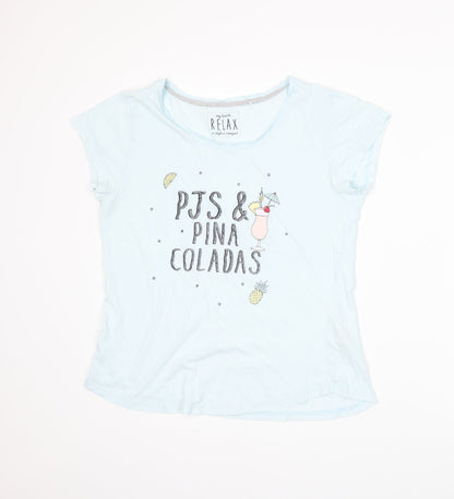Additional front view of Peacocks women’s blue basic t-shirt, size UK 12
