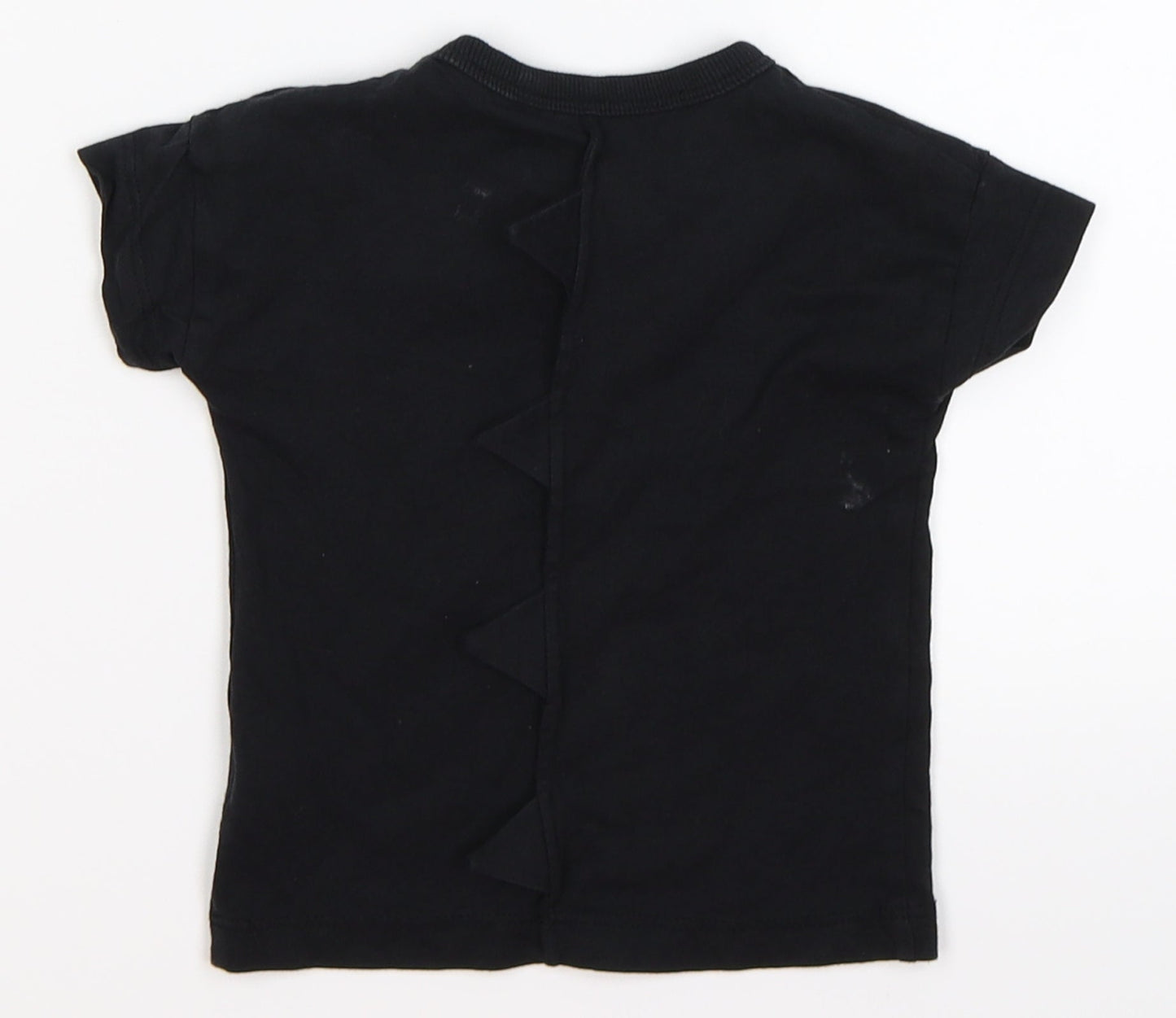 NEXT Boys Black   Basic T-Shirt Size 6-9 Months  - monster spike back