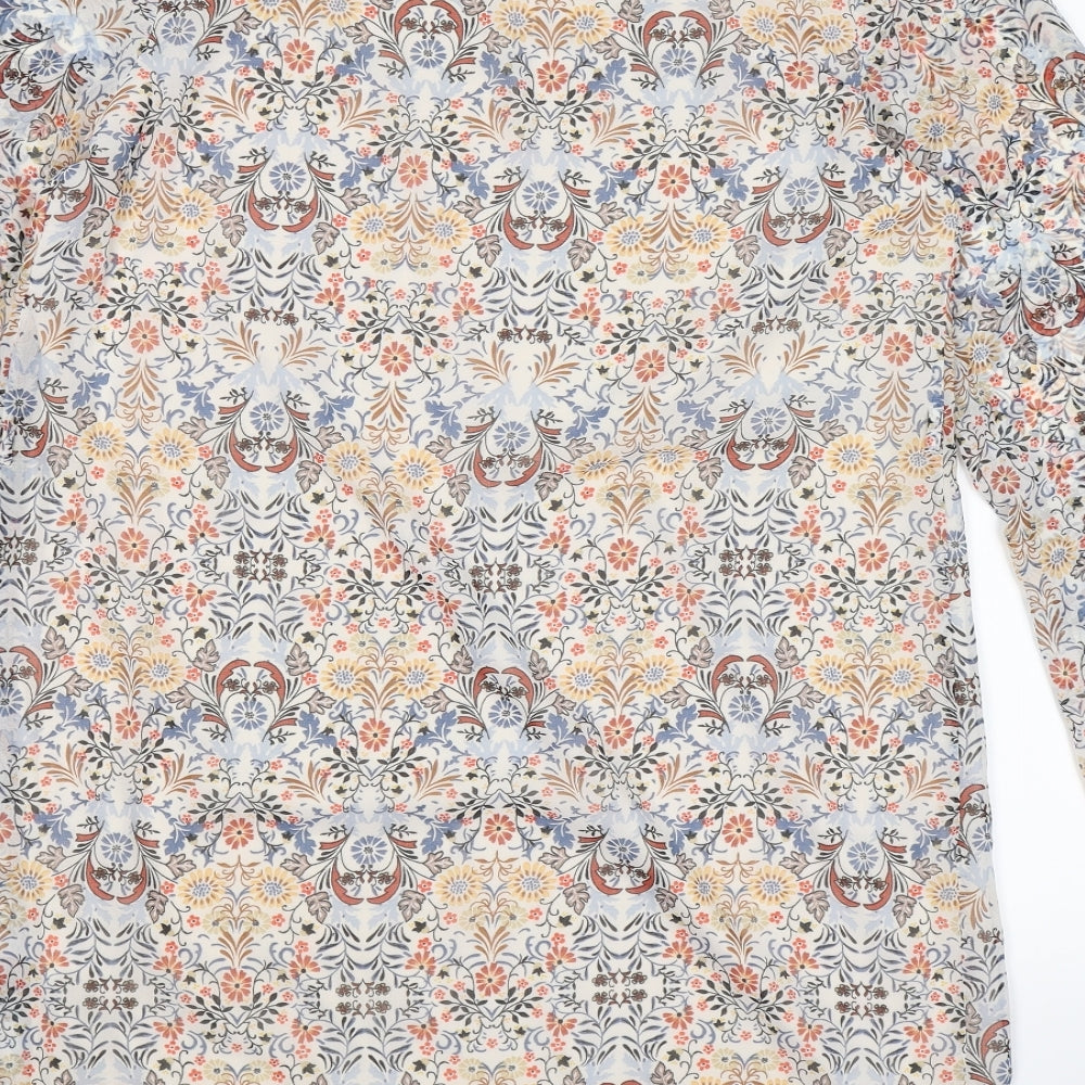 Atmosphere Womens White Floral Chiffon Shirt Dress  Size 12