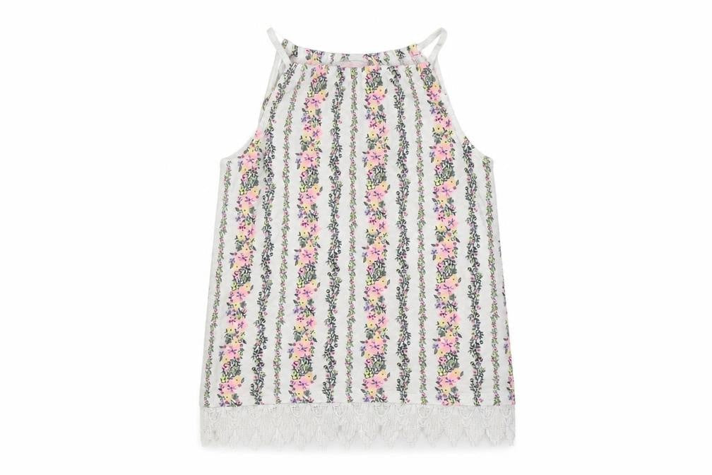 Matalan Girls White Floral Crepe Tunic Tank Size 10 Years