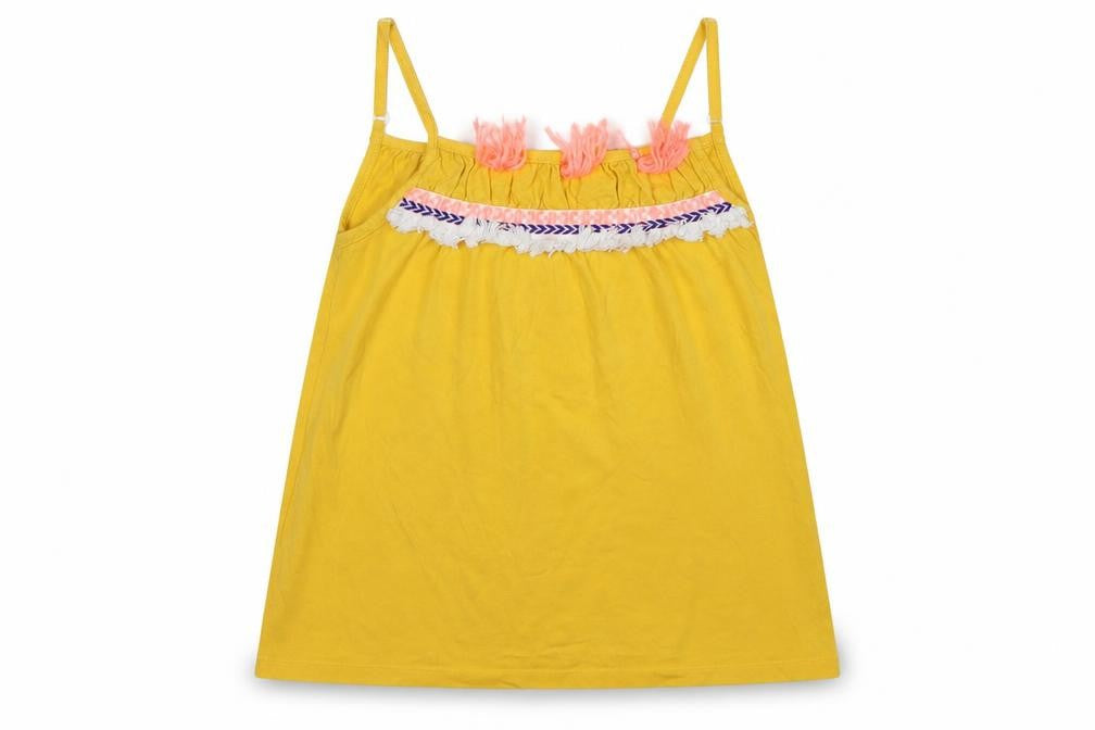 Matalan Girls Yellow Striped  Basic Tank Size 9 Years  - boho tassel