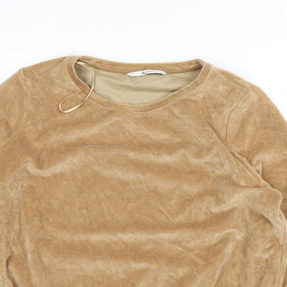 Close-up detail of Tu women’s brown jumper, size UK 12