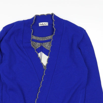 Close-up detail of Lady Ice women’s blue jumper, size M