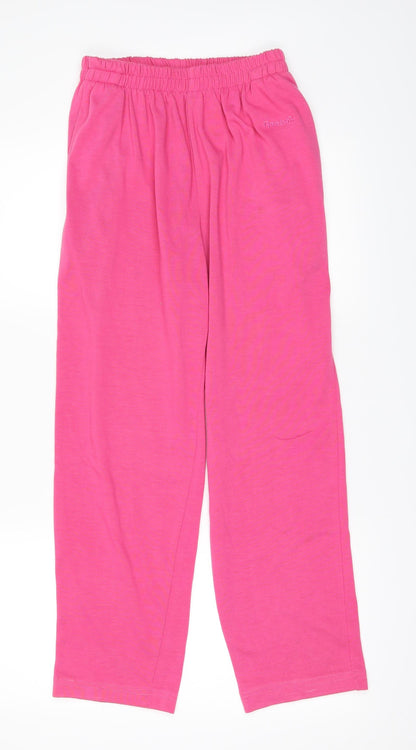 Additional front view of Reebok women’s pink sweatpants, size S, 24-inch leg