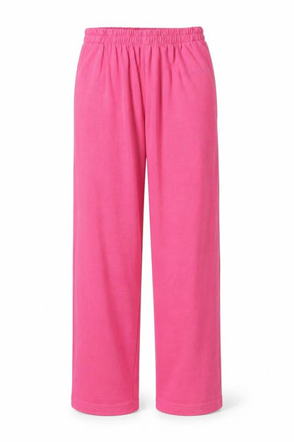 Front view of Reebok women’s pink sweatpants, size S, 24-inch leg
