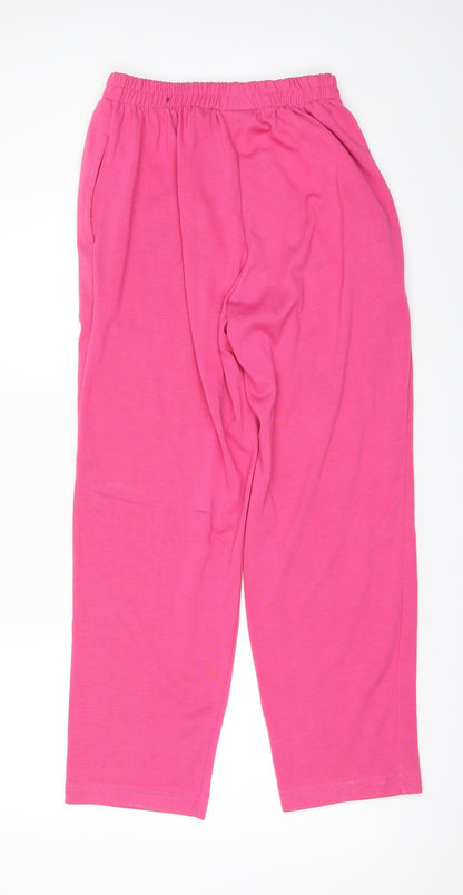 Back view of Reebok women’s pink sweatpants, size S, 24-inch leg