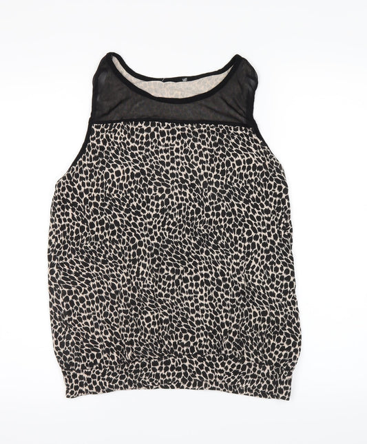Peacocks Womens Black Animal Print  Basic T-Shirt Size 12