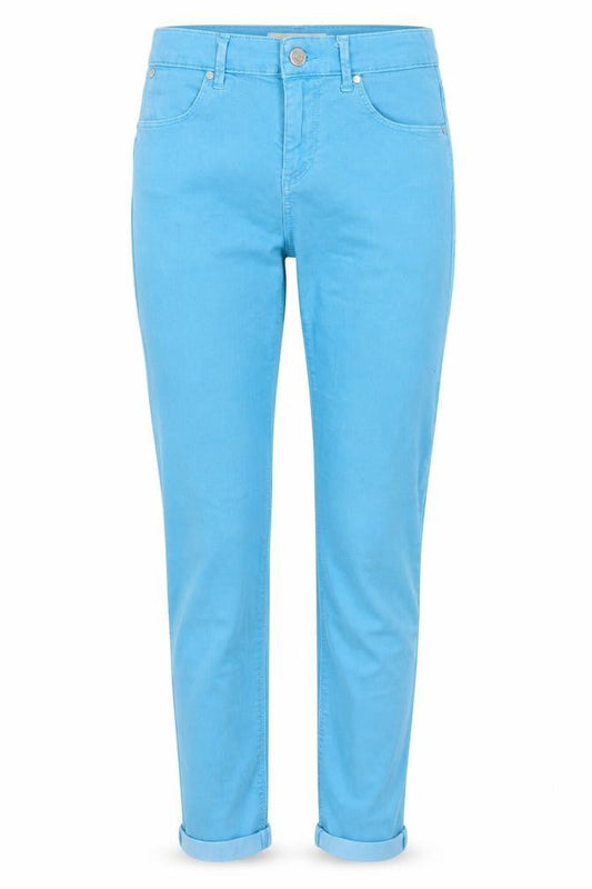 Front view of Topshop women’s blue denim skinny jeans, size UK 30, in, 27-inch leg