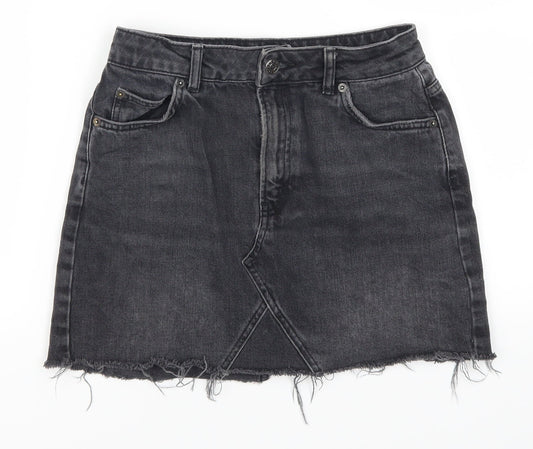 Topshop Womens Grey  Denim Mini Skirt Size 8