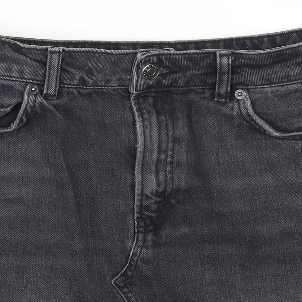 Topshop Womens Grey  Denim Mini Skirt Size 8