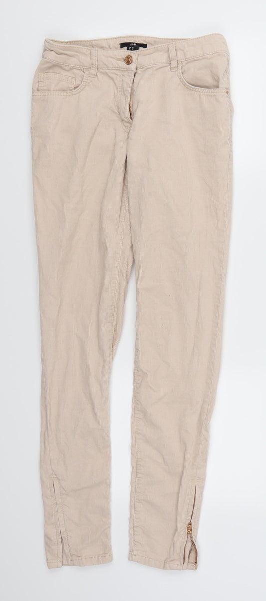 H&M Womens Pink  Corduroy Trousers  Size 6 L27 in