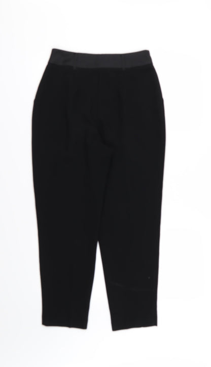 Back view of River Island women’s black rayon trousers, size UK 8, 26-inch leg