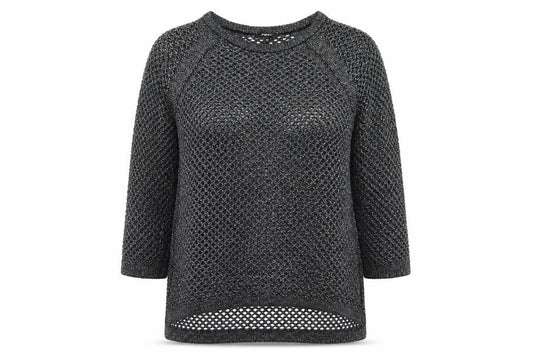 Front view of Papaya women’s grey knit jumper, size UK 10