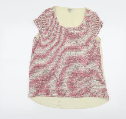 Front view of Papaya women’s pink striped basic blouse, size UK 14