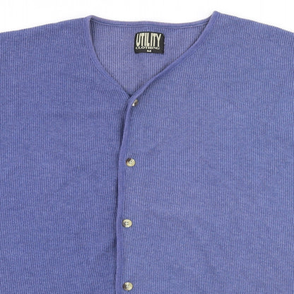 Close-up detail of Utility women’s blue jersey jersey blouse, size M