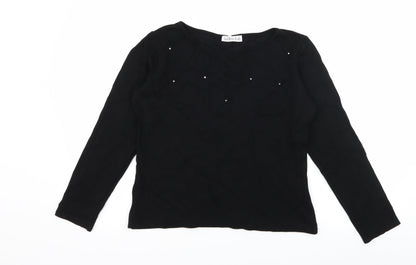 Additional front view of Waterfall women’s black jersey basic t-shirt, size L