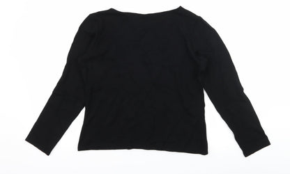 Back view of Waterfall women’s black jersey basic t-shirt, size L