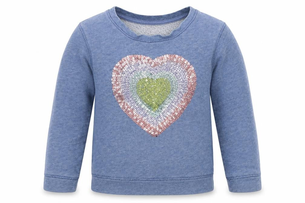 John Lewis Girls Blue  Jersey Pullover Sweatshirt Size 2 Years  - Love heart
