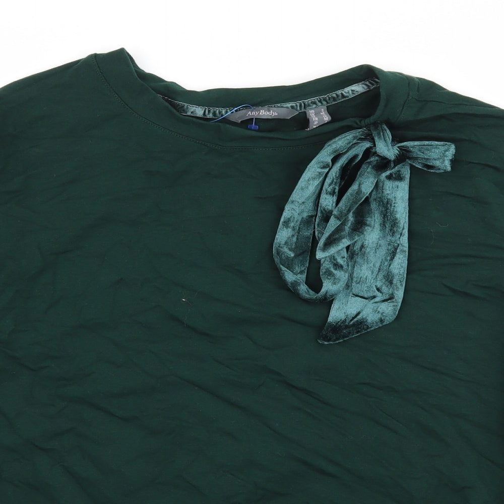 AnyBody Womens Green  Jersey Pullover Sweatshirt Size M