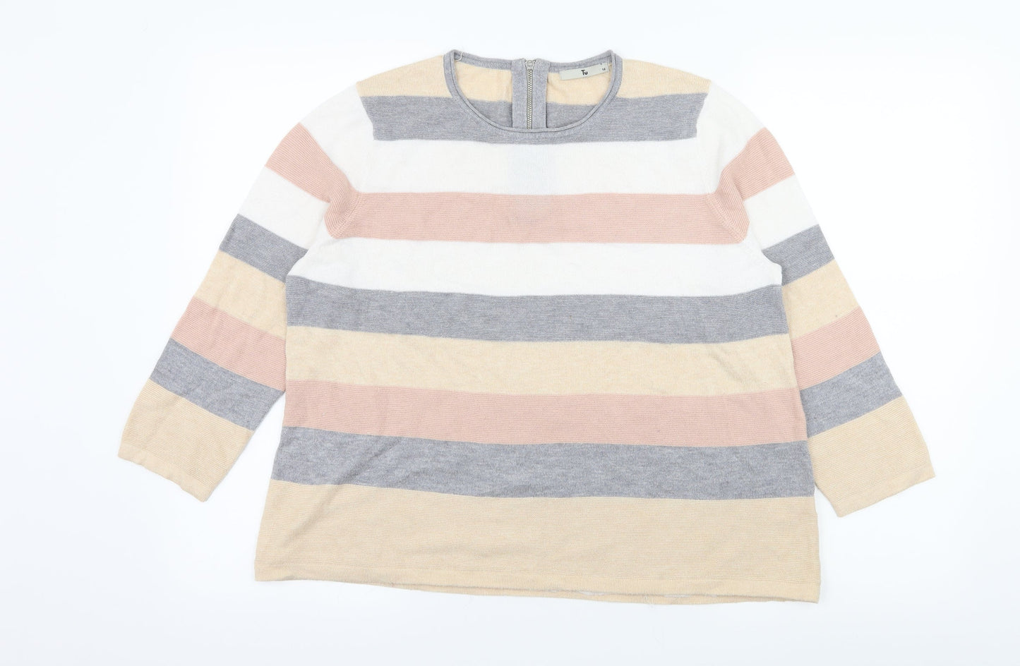 TU Womens Multicoloured Striped Knit Pullover Jumper Size 16