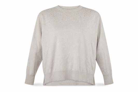 Front view of Atmosphere women’s ivory jersey jumper, size UK 10
