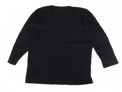 Additional front view of BHS women’s black striped knit jumper, size UK 14