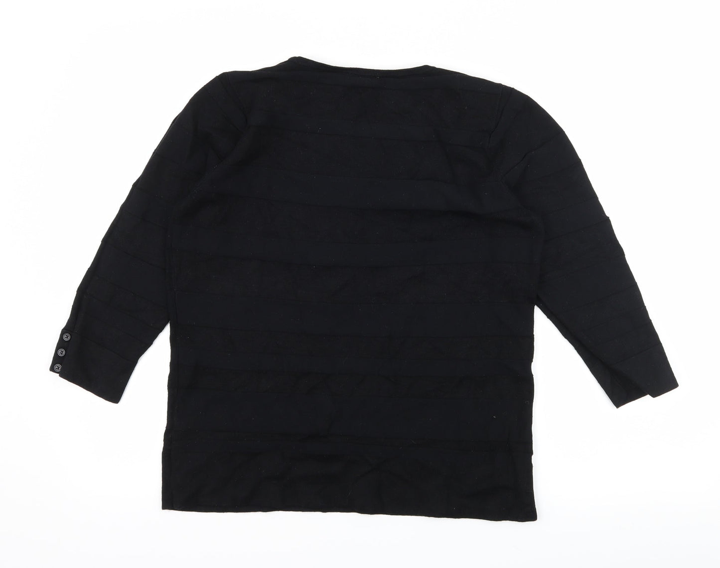 BHS Womens Black Striped Knit Pullover Jumper Size 14
