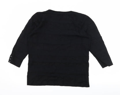 Back view of BHS women’s black striped knit jumper, size UK 14
