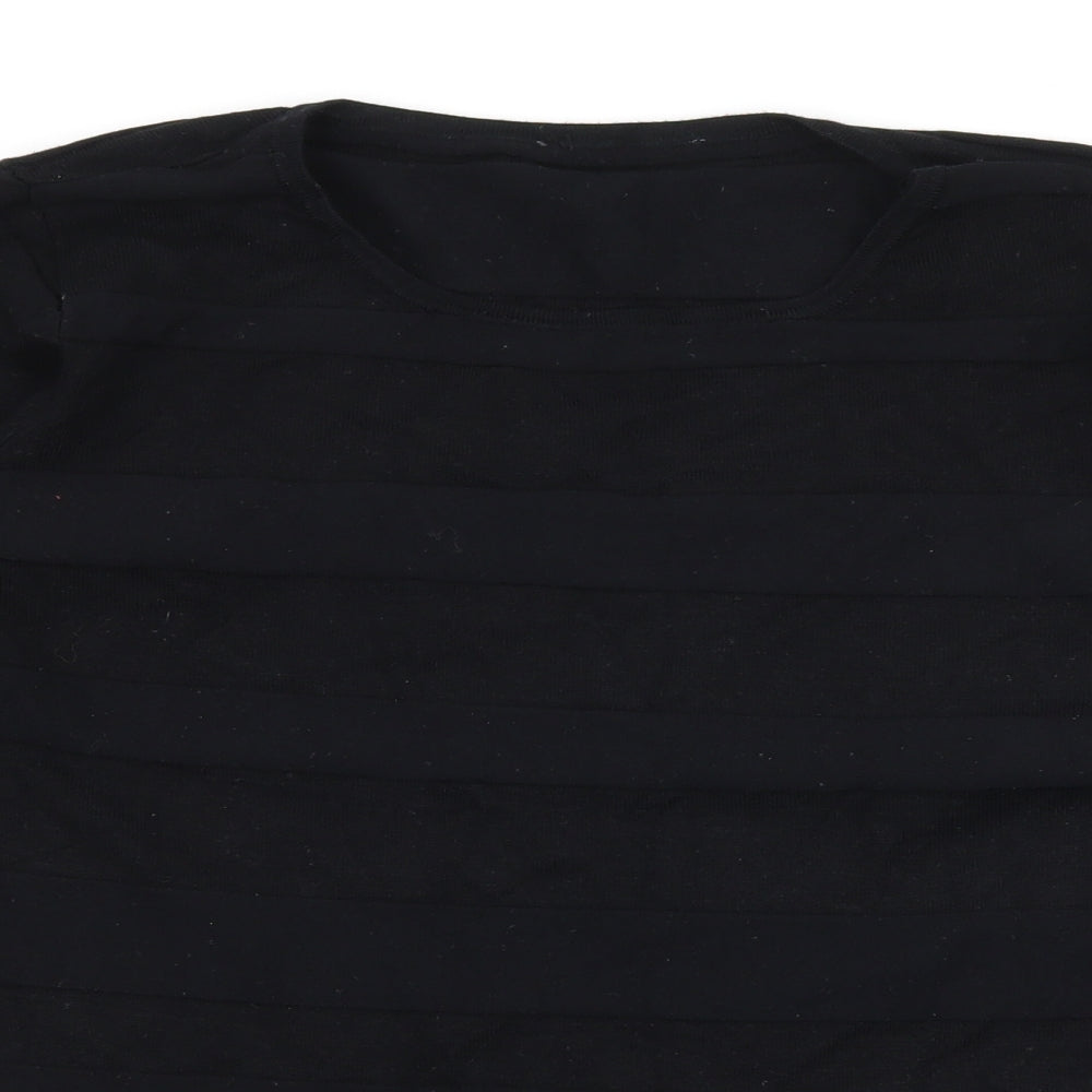 BHS Womens Black Striped Knit Pullover Jumper Size 14