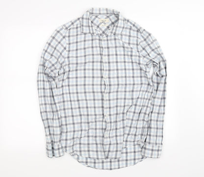 Additional front view of River Island women’s blue check basic button-up, size UK 2