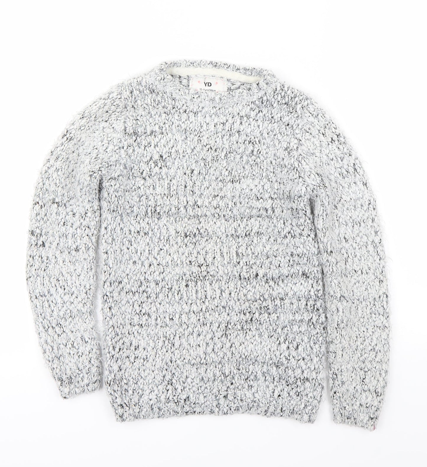 YD Girls Grey Houndstooth  Pullover Jumper Size 10-11 Years