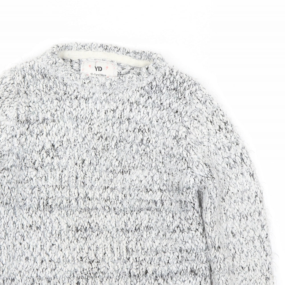 YD Girls Grey Houndstooth  Pullover Jumper Size 10-11 Years