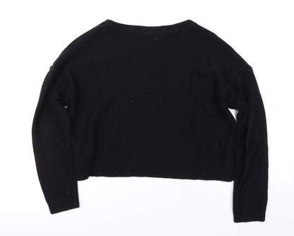 Back view of H&M women’s black jumper, size UK 10