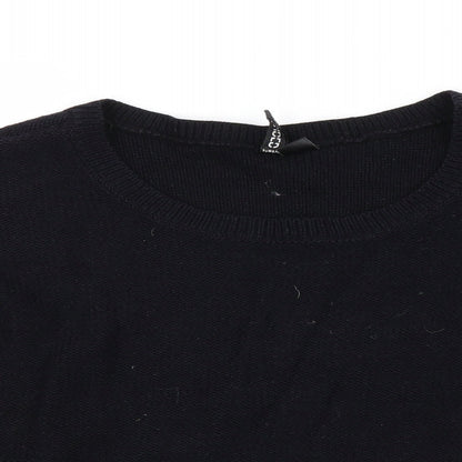 Close-up detail of H&M women’s black jumper, size UK 10