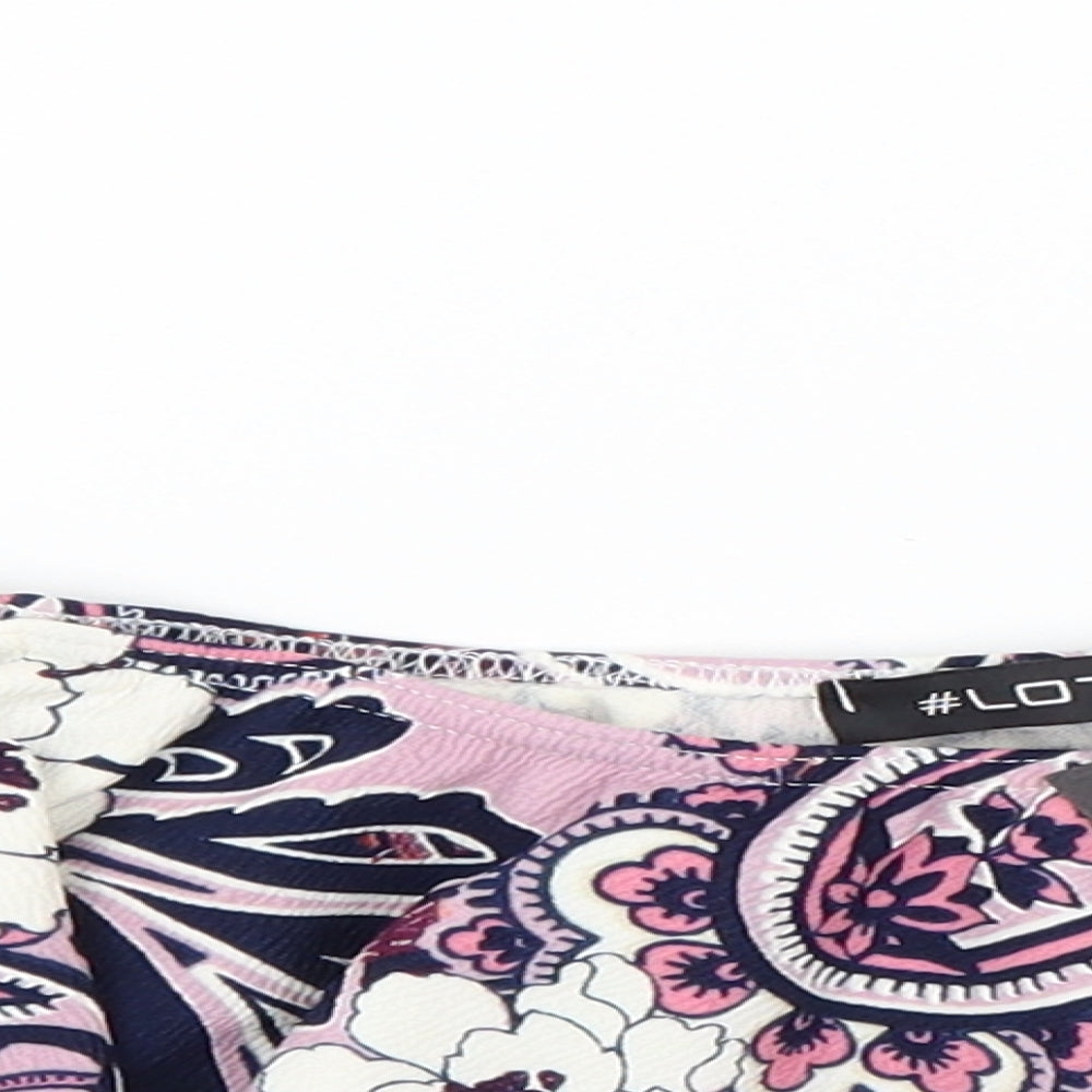 lotd Womens Pink Floral  Cropped Blouse Size 8